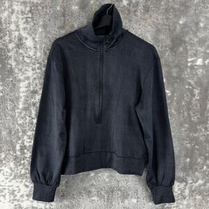 Mondetta Size M Stretch Mock Neck Half Zip Sweater Gray Long Sleeve Pullover